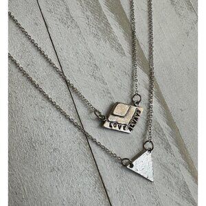 Alisa Michelle 'Love Always' Silver Double Layered Necklace Pendants,‎ New